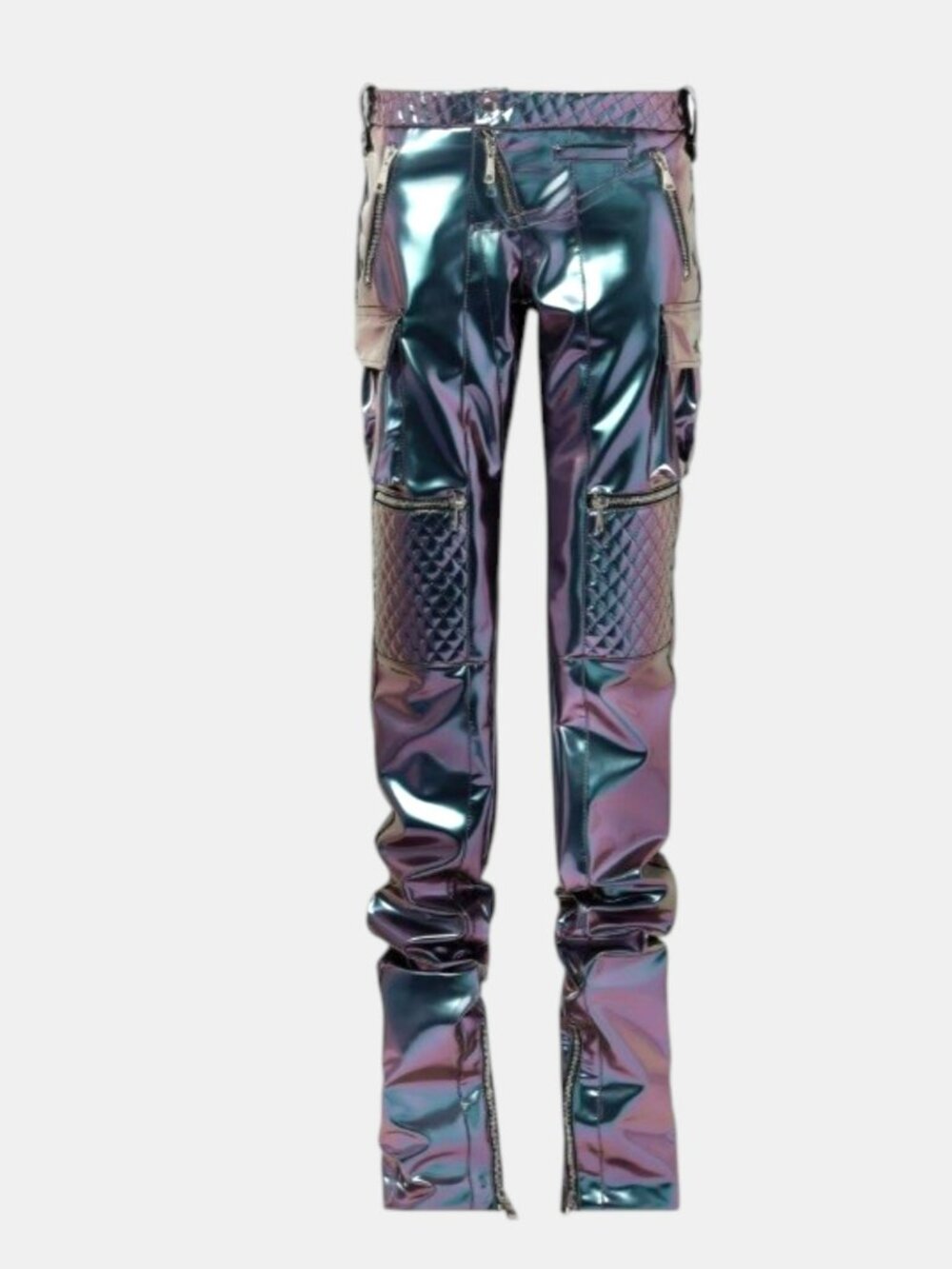 Laquan Smith Quilted Iridescent Vinyl Moto Pants - Size Xs - $2100 Retail. Nwt — image 2 of 8